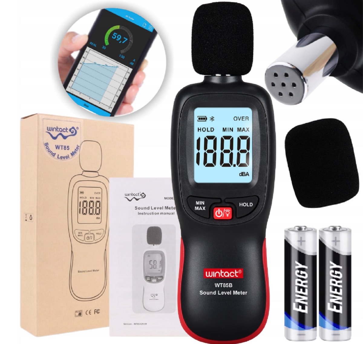 Digitálny hlukomer 30–130 dBA – merač hlučnosti